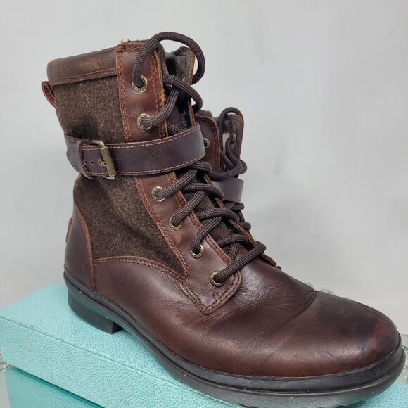 UGG Women's Sz 8 Kesey Brown Leather Waterproof shearling Boots 1005264 99% EXC! - Picture 6 of 9